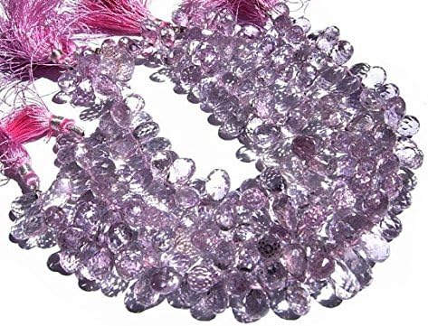 13 inch natural beads strand of 9x6-12x7mm faceted drop pink amethyst gemstone briolletes beads for DIY jewelry - necklace, bracelet, earring, ring.