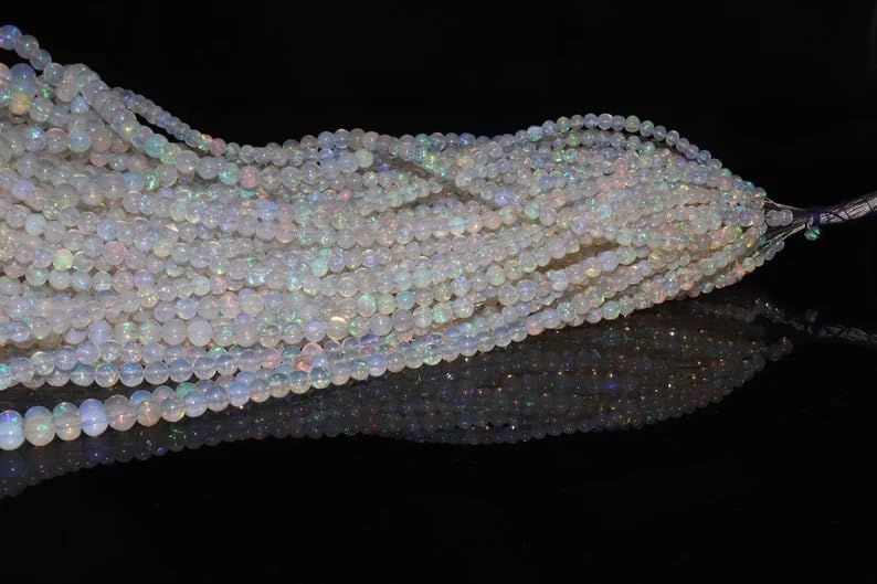 Ethiopian Opal Smooth Round Bead 3.5-6 mm Opal Plain Beads Fire Opal Beads Flashy Opal Bead Welo Opal Bead Opal Round Shape Beads for Making Jwelery