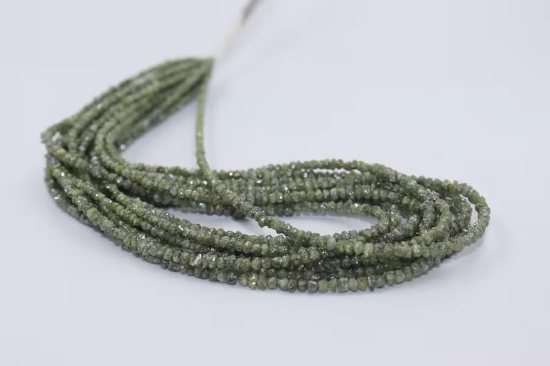 Natural Green Diamond Uncut Beads Strand Raw Diamond Beads Green Rough Uncut Diamond Beads for Jewelry Making Crafts