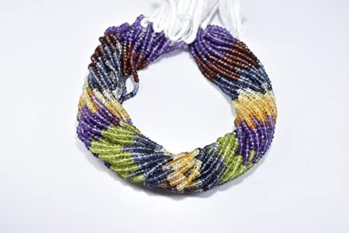 13 inch Strand of Natural gem Multi Stone, 4-5mm Rondelle Faceted Beads for DIY Jewelry Making. | Beads_05594