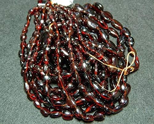 Hessonite Garnet Beads, Garnet Tumble Beads, Smooth Tumbles, 6x7mm to 16x20mm Each, 21 Inch Strand Code-HIGH-50425
