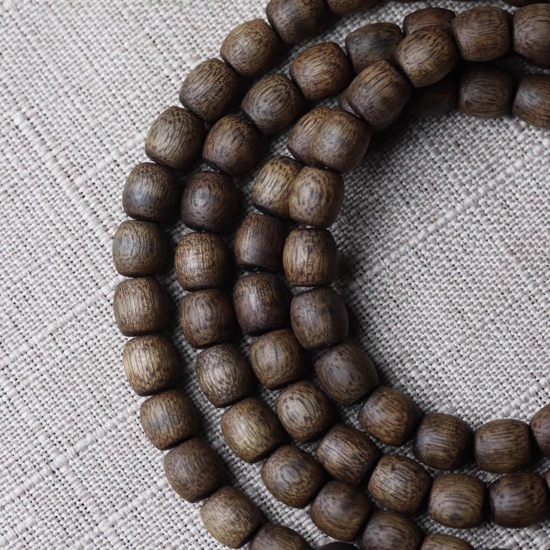 Vietnam Nha Trang Agarwood Golden Thread Honey-Knotted White Aquilaria 8x9mm*108 Beads Prayer Beads Multi-Circle Drum Beads Sinking Grade