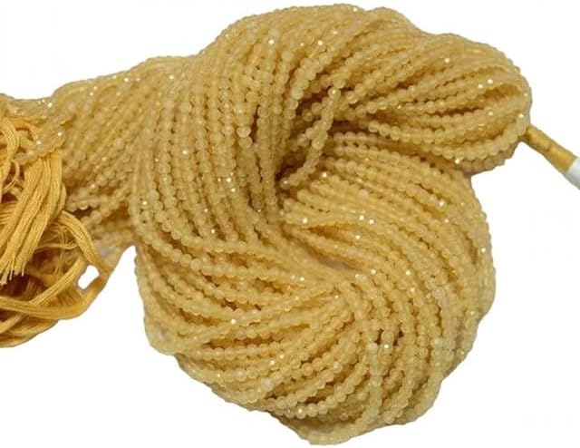 Yellow Calcite Beads, Micro Faceted Rondelles 3mm Beads Gemstone Beads 13.5 Inch lot of 5 Strands Chik-STRD- 92822