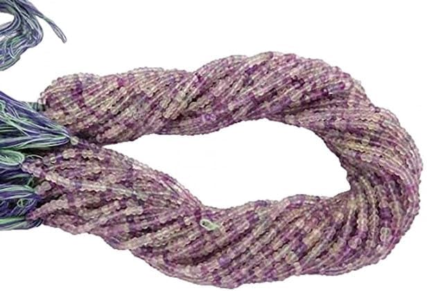Natural Multi Fluorite Loose Gemstone 3-4 mm Micro Faceted rondelle Beads 8