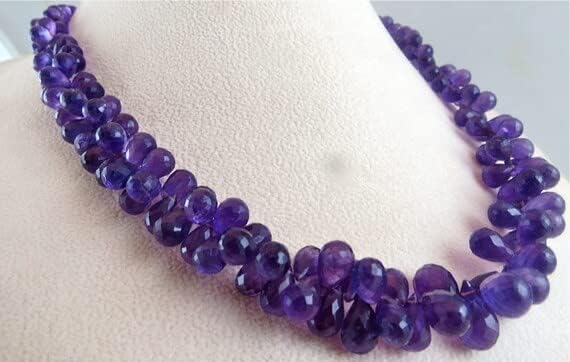 Natural Amethyst TEARDROPS Beads Necklace 23 INCHES 5-13MM