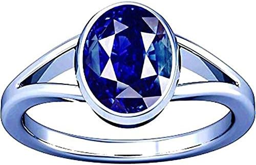 Ramneek Jewels Divya Shakti 10.25-10.50 Carat Blue Sapphire Ring (Nilam/Neelam Stone Silver Ring) 100% Original AAA Quality Gemstone