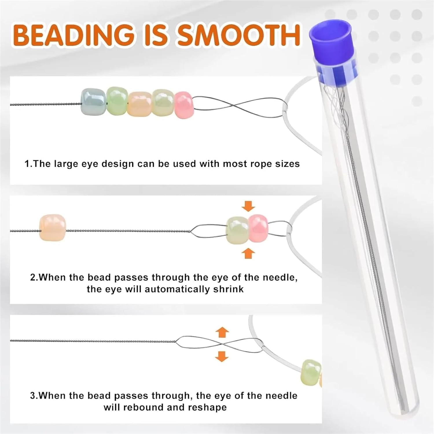 Beading Needles 4/8/12set* 6Pcs Beading Needles Collapsible Eye Twist Seed Bead Twisted Wire Needle for Jewelry Making(12set)