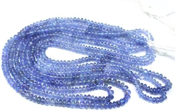 Beads Gemstone Natural Tanzanite Smooth Rondelle Micro Gemstone Craft Loose Spacer Beads Strand 16 Inch Long 4mm 4.5mm Code-HIGH-25836