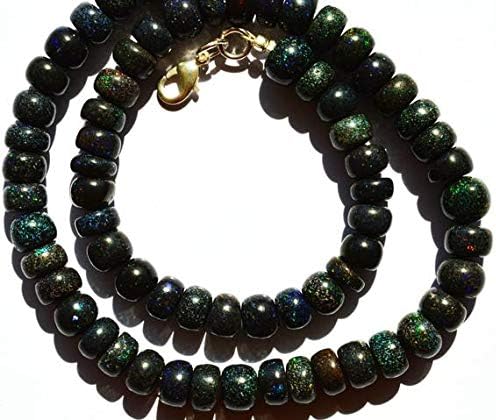 LKBEADS 1 Strand Natural Australian Matrix Black Opal 8 to 9MM Smooth Rondelle Beads 17 Inch
