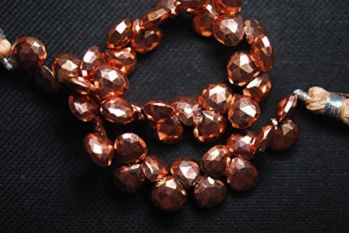 6 beads,superb-finest mystic copper pyrite faceted heart briolettes,8-7mm size