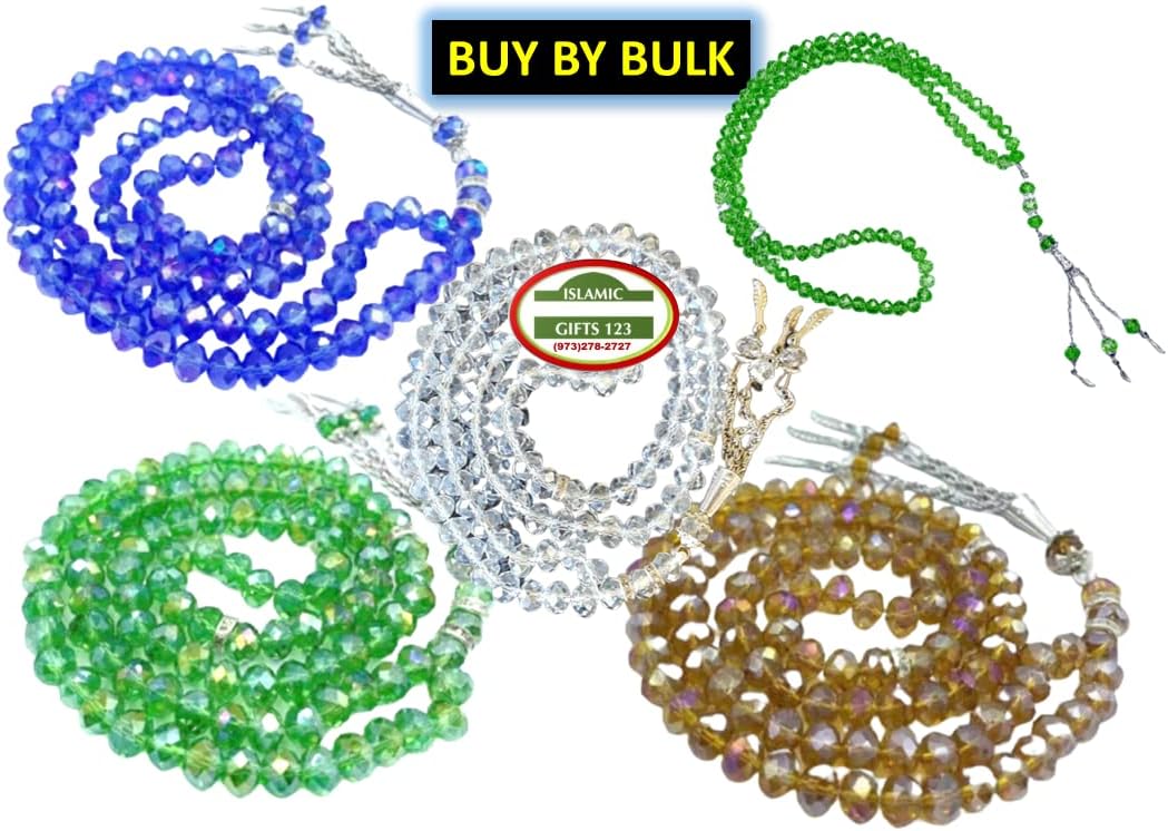 Muslim Prayer Beads [48 Pack] Islamic Prayer Beads 99 Tasbeeh Counter misbaha Islamic Favors Islamic Wedding Favors Crystal Prayer Beads Crystal Rosery