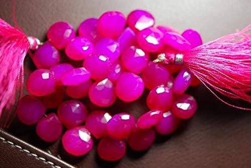 7 Inch Strand -Hot Pink Chalceny Faceted Heart Briolettes Size 11mm Approx Code-HIGH-56725