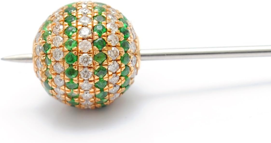 Kanika Creations Luxury 14K Yellow Gold 10mm Pavé Spacer Bead with Natural Emerald & Diamond – Handmade Jewelry – Gift for Her