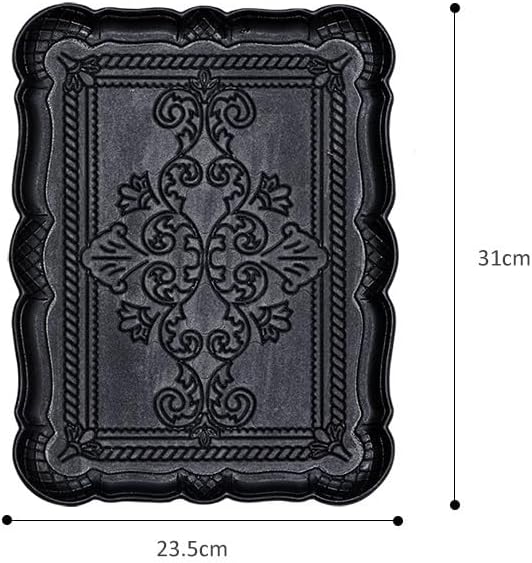 Cafeteria Tray Black and White Gray Wooden Tray Entrance Retro Key Storage Tray Totem Print Dining Tray Desktop Storage Tray Serving Trays(C,Medium)