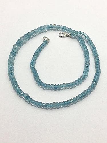 Natural Aquamarine Faceted Rondelle Beads with Clasp, 4mm to 7mm, 16 inches, Aqua Beads, Gemstone Beads, Semiprecious Stone Beads