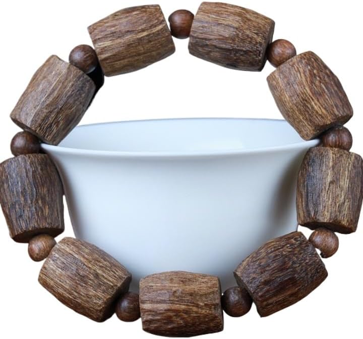 Vietnamese Agarwood sinensis Old Barrel Beads 22mm Freeform Bracelet