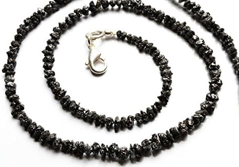 1 Strand Natural Black Diamond Beads Necklace 16 Inch Full Strand 3 to 5MM Size