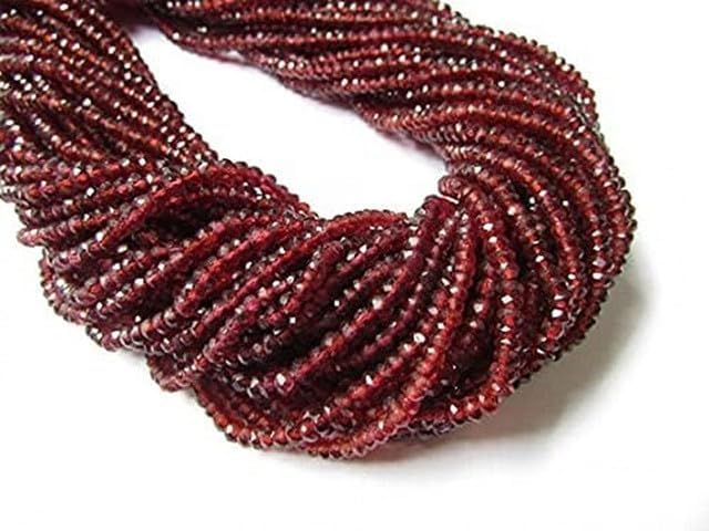 4mm Red Garnet Faceted Beads, 13.5 inch, Mozambique Faceted Rondelle Beads lot of 10 Strands CHIK-STRD-95491