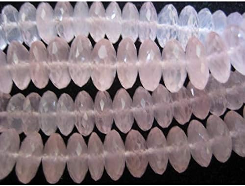 Rose Quartz, German Cut, Faceted Rondelles, Disc Beads, Size 6mm to 12mm, 8 Inch Code-HIGH-50021
