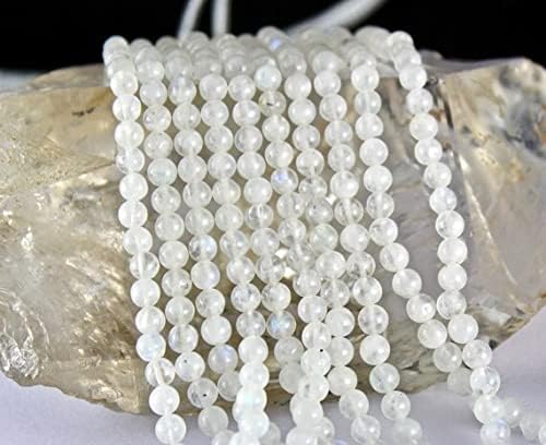 Excellent 5 Line White Moonstone Round Beads Necklace 18 INCHES Strand 5 MM