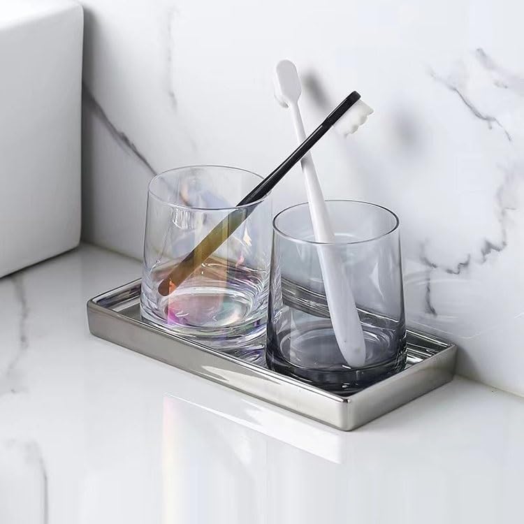 Tray Nordic Style Silver Ceramic Tray Light Luxury Jewelry Tray Home Storage Tray Home Rectangular Storage Tray Serving Trays(XL)