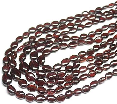 LOVEKUSH LKBEADS Natural Red Garnet Smooth Oval Gemstone Loose Spacer Craft Beads Strand Necklace 20 Inch Long 7mm 14mm Code-HIGH-351
