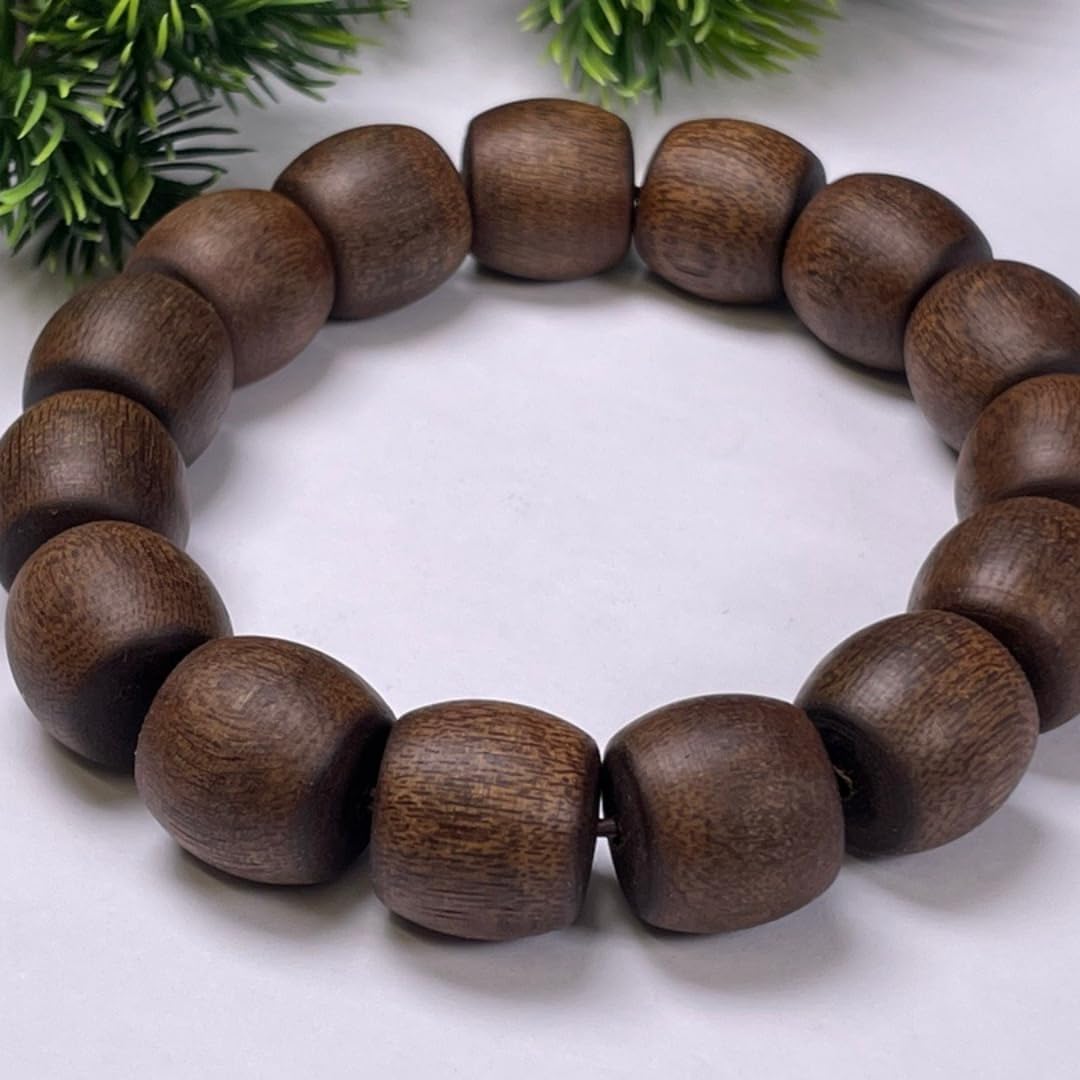 Hainan White Aquilaria Agallocha Agarwood 15mm*15 Beads in Barrel Shape Honey-Sweet and Cool Scent Sink-in-Water Grade