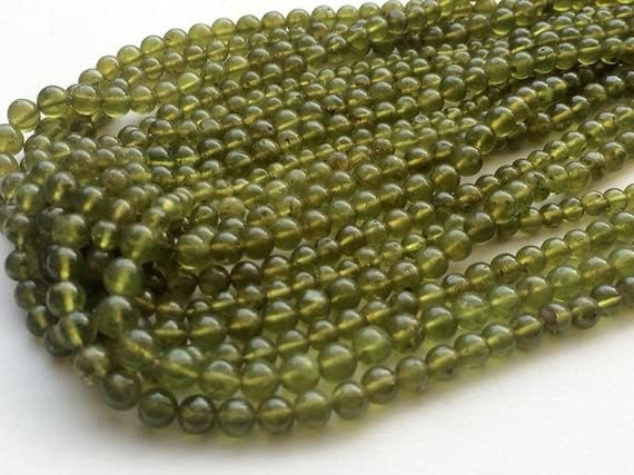 BEADS GEMSTONE 5 Strand Natural Vessonite Beads, Plain Green Vessonite Round Beads, Vessonite Necklace, 4.5-5mm Beads Code-HIGH-17819