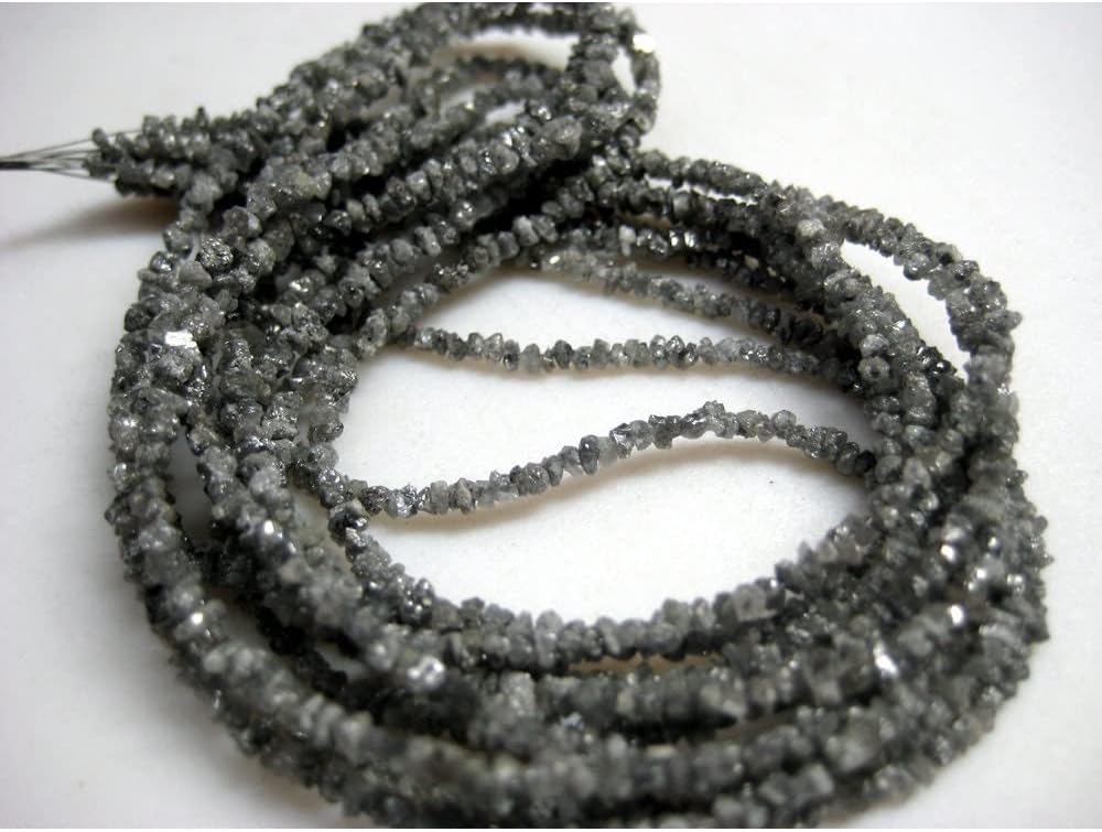 2-3mm Gray Rough Diamonds, Sparkling Gray Rough Diamond Beads, Raw Uncut Diamond Beads, Gray Rough Diamond (4IN To 16IN Options), 2-3 MM