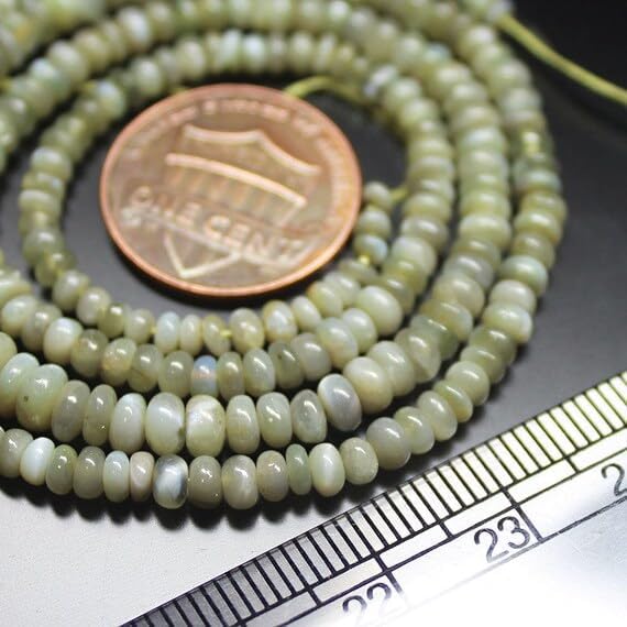 BEADS GEMSTONE Chrysoberyl Cats Eye Smooth Loose Rondelle Gemstone Craft Beads Strand 18 Inch Long 3mm 5mm Code-HIGH-21160