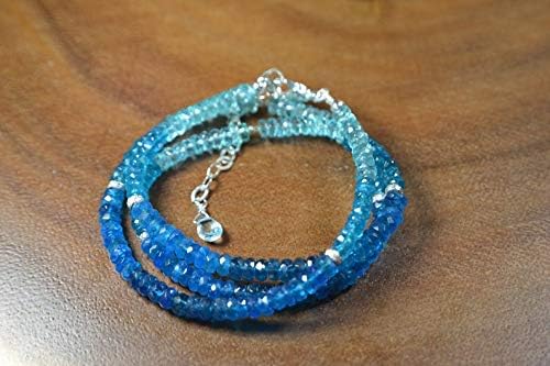 Ombre Blue Apatite Necklace in Sterling Silver // Beaded Gemstone Necklace // Apatite Healing Gemstone // Summer Jewelry // Something Blue