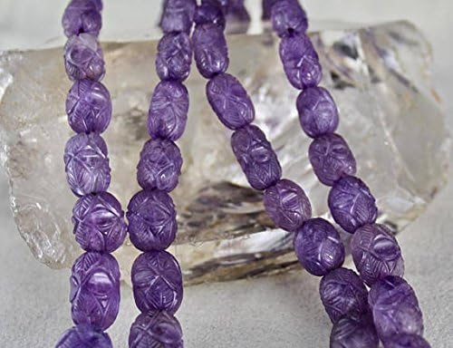 2 Line Natural AMETHYST CARVED BEADS Necklace 18 INCHES 22 MM TO 9 MM