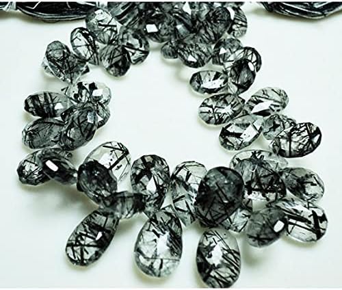 Rutilated Quartz Pear Bead, Briolette Beads, Faceted Beads, AAA Gems, Approx 10x14mm to 8x16mm Each, 44 Pieces, 8 Inch
