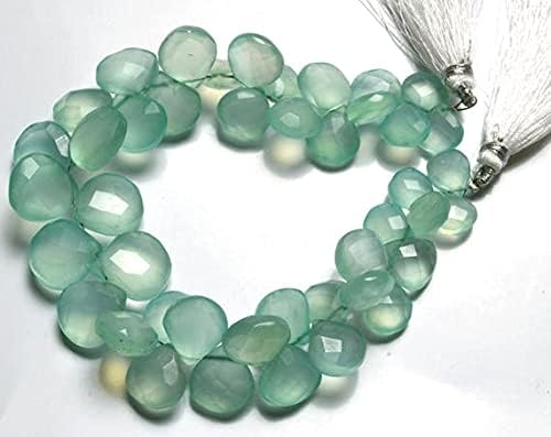 BEADS GEMSTONE 1 Strand Natural 8.5 Inch Long Strand,Superb Sky Blue Color CHALCENY Faceted Heart Shape Beads Briolettes 10 to 15 MM Code-HIGH-21859
