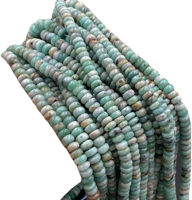 13 inch Strand of Natural gem Green Emerald, 6mm Rondelle Smooth Beads for DIY Jewelry Making. | Beads_04193, As Per Photo