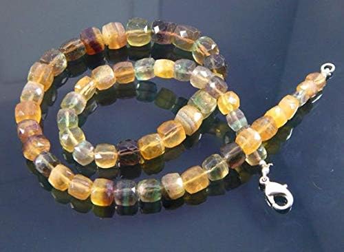 full strand 19'' 6-10mm natural multy fluorite faceted 3d cube box briolettes beads