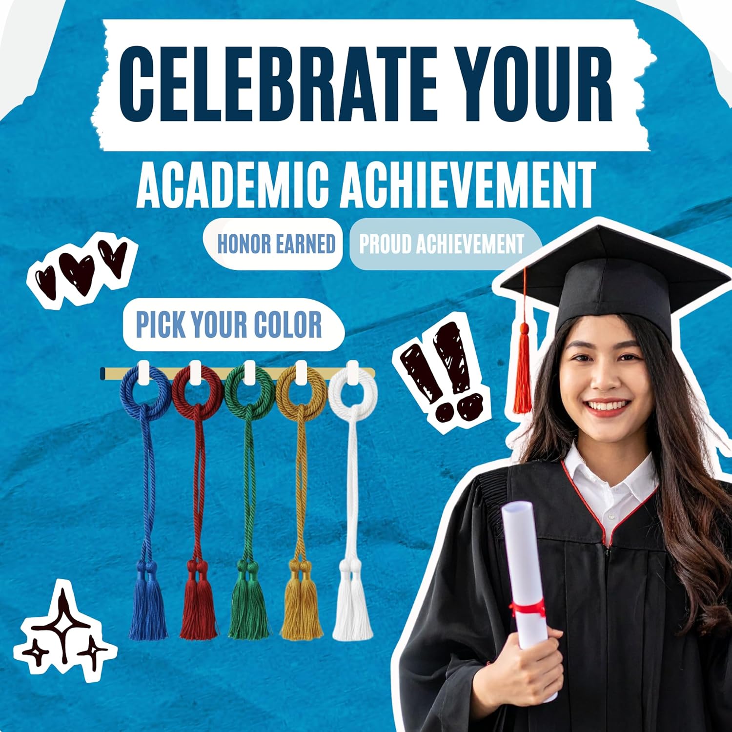 Double Graduation Honor Cord - Pack of 10