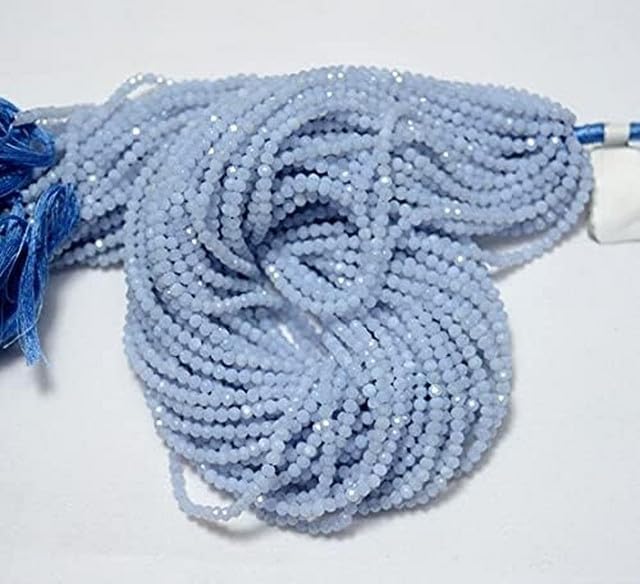 Natural Chalcedony Beads, Micro Faceted Rondelles 3 MM Beads, 13.5 Inch lot of 10 Strands CHIK-STRD-95774