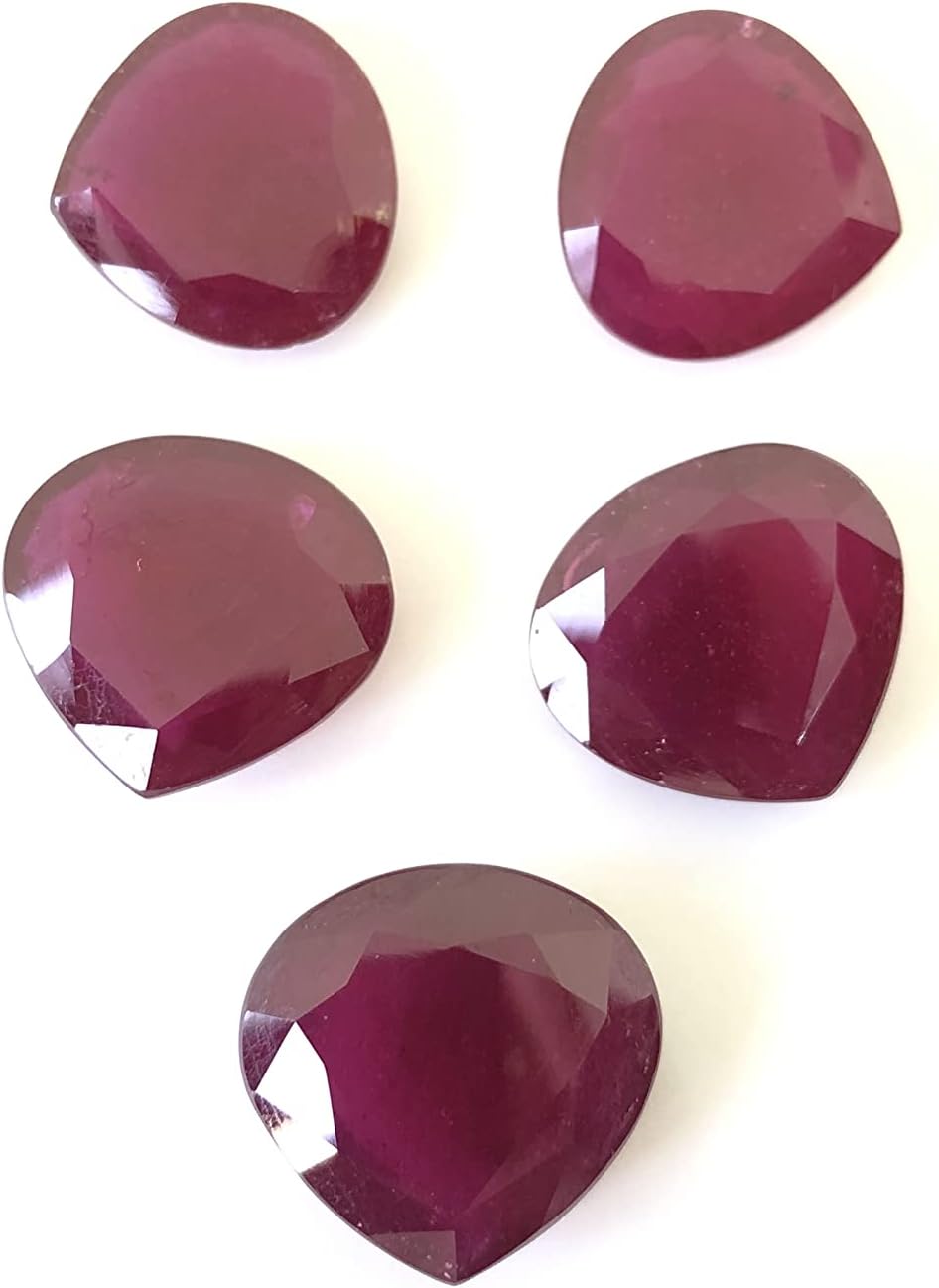 92.20 Ct Ruby Heart Shape Cut Faceted Size 17 To 19 mm Wholesale 5 Pieces Lot Loose Gemstone All Matching Stone Best For Making Ruby Necklace, Pendant, Earring, Ring Jewelry