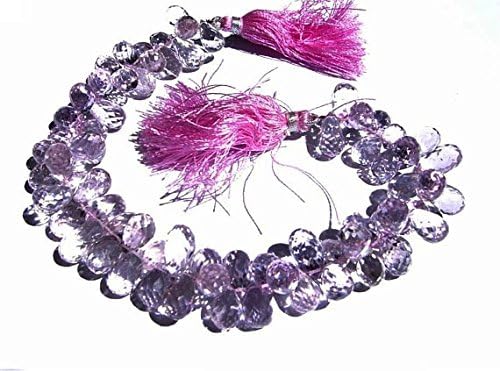 13 inch natural beads strand of 9x6-12x7mm faceted drop pink amethyst gemstone briolletes beads for DIY jewelry - necklace, bracelet, earring, ring.