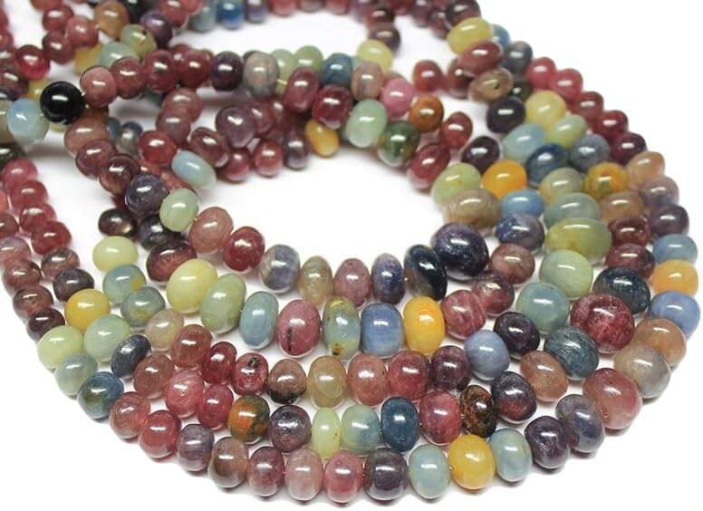 13 inch Strand of Natural gem Multi Sapphire, 4-6mm Rondelle Smooth Beads for DIY Jewelry Making. | Beads_05556