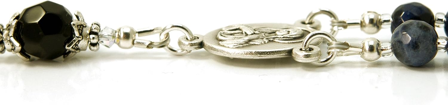 Prayer Beads Saint Benedict Sodalite Gemstone Catholic Rosary with Blessed with Anointing Oil (Not a Necklace)