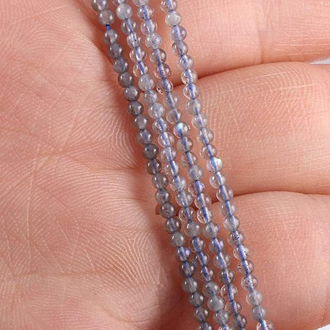 Hanumat Gems Lot of 10 Strands Natural Stone Beads Round Polished Flash Labradorite Stone Charms for Jewelry Making Bracelet Necklace 2mm Beads Strand