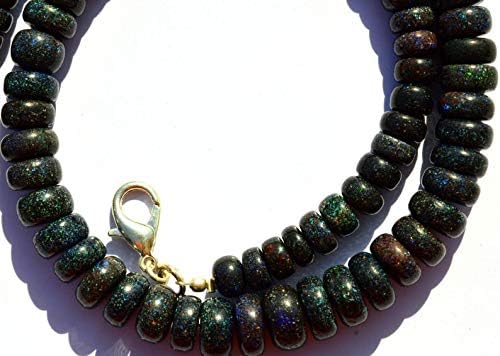 Very Rare Natural Gem Australian Matrix Black Opal Big 7 to 11MM Smooth Rondelle Beads 16.5 Inch Full Strand Finished Necklace Rare Gem