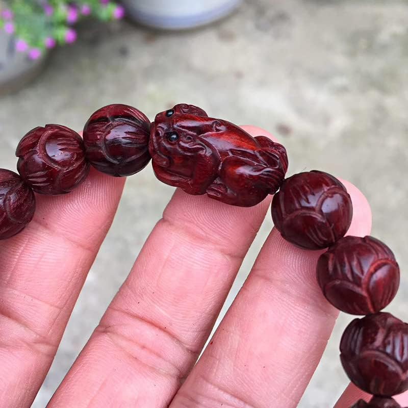 小叶紫檀【莲花貔貅】1.2雕刻莲花珠 配小叶紫檀貔貅佛珠手串(小叶紫檀莲花貔貅)