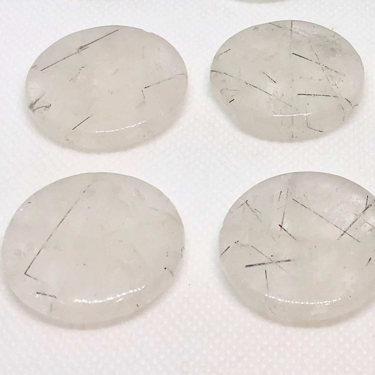 Tourmalated Quartz Pendant Strand | 30mm | Disc | 11 Beads | for Jewelry Making