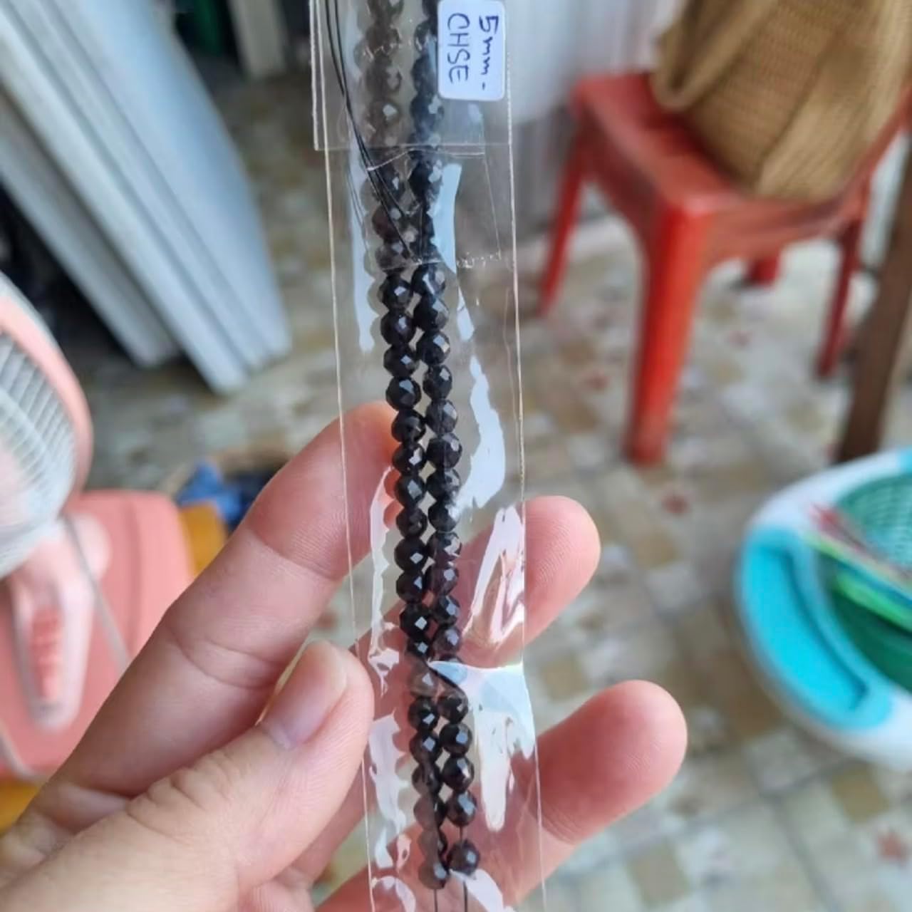 Natural Black Spinel Faceted Round Beads 5.5 mm — 100 Drilled Pieces for Bracelets, Necklaces & DIY Jewelry Making, Made in Thailand