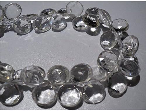 1 Strand Natural Quartz Crystal Beads, Faceted Gemstones, Heart Briolettes, Faceted Gemstones 8 Inch