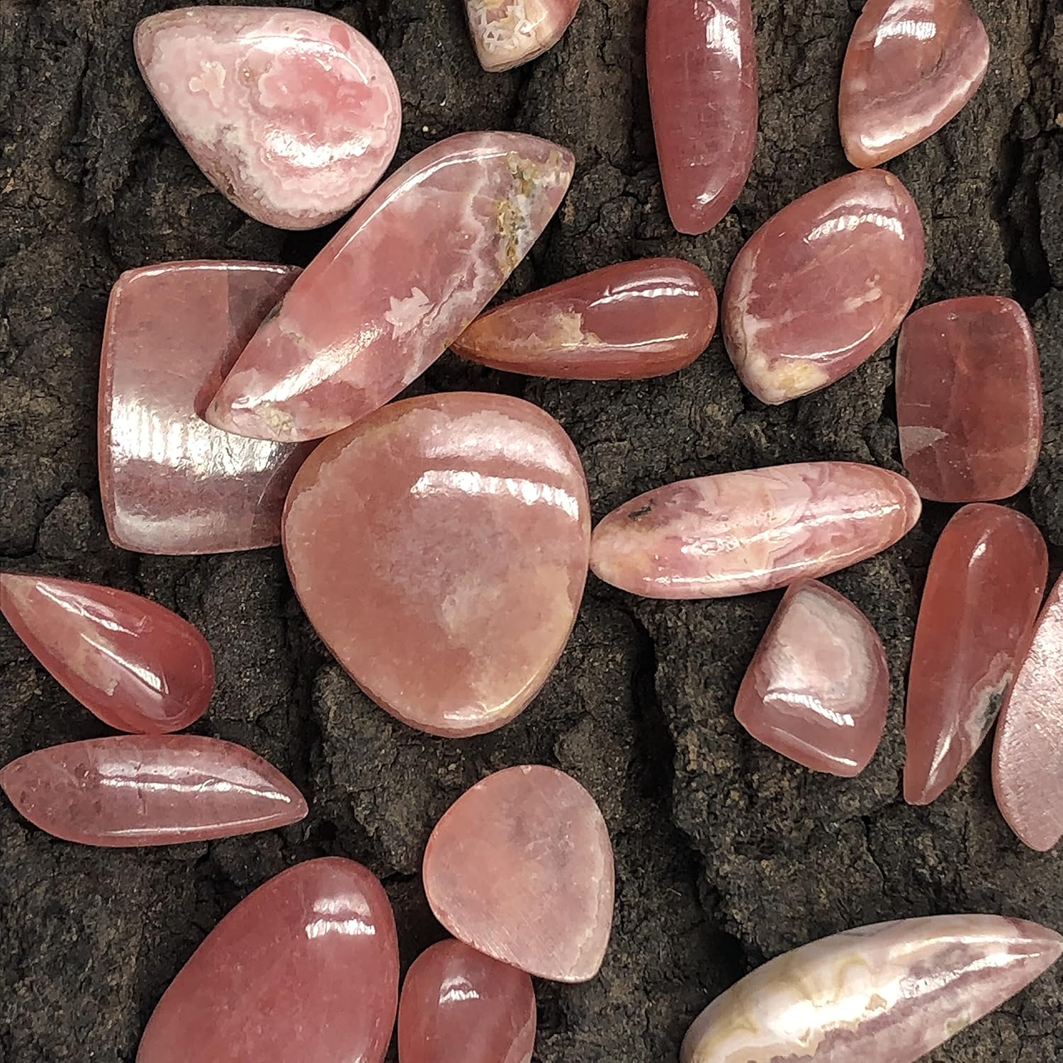 Natural RHODOCHROSITE Gemstone Loose Cabochon Lot For Jewelry Making, Loose Gemstone For Ring, Earring & Pendant Necklace, Jewelry Making Cabochons, Healing Gemstones