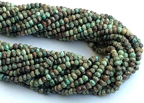 1 Strand Natural Turquoise Faceted Rondelles, Tiny Beads, Turquoise Necklace, 3.5-4mm, 13 Inch Code-HIGH-16103